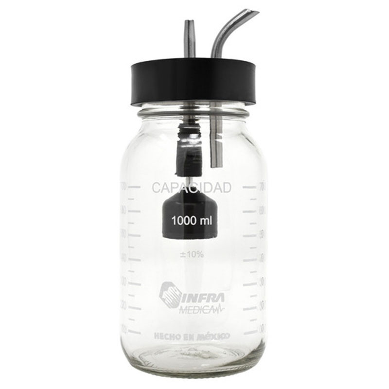 D-015-B | FRASCO DE VIDRIO 1 L CON TAPA Y MANGUERA* 4714