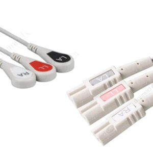 LL3-90S | JUEGO DE ECG 3 DERIV DOBLES BROCHE B/N/R