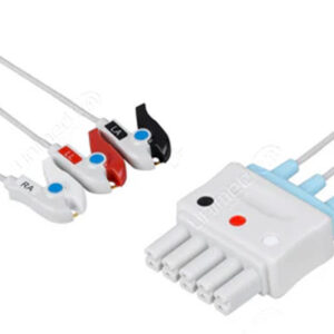 MR3-90P | JUEGO DE ECG 3 DERIVACIONES BLINDADOS PINZA B/N/R MINDRAY