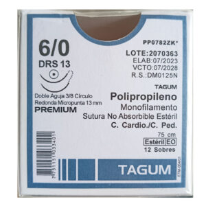 TGPP0782ZK | SUTURA DE PROPILENO 6-0 X 13MM DOBLE ARMADA AUSADA