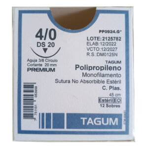TGPP0924G | SUTURA DE PROPILENO 4-0 X 45 MM AGUJA 3/8 DE CIRCULO CORTANTE