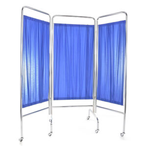 TE026 | BIOMBO DE TRES HOJAS CROMADO C/ RUEDAS